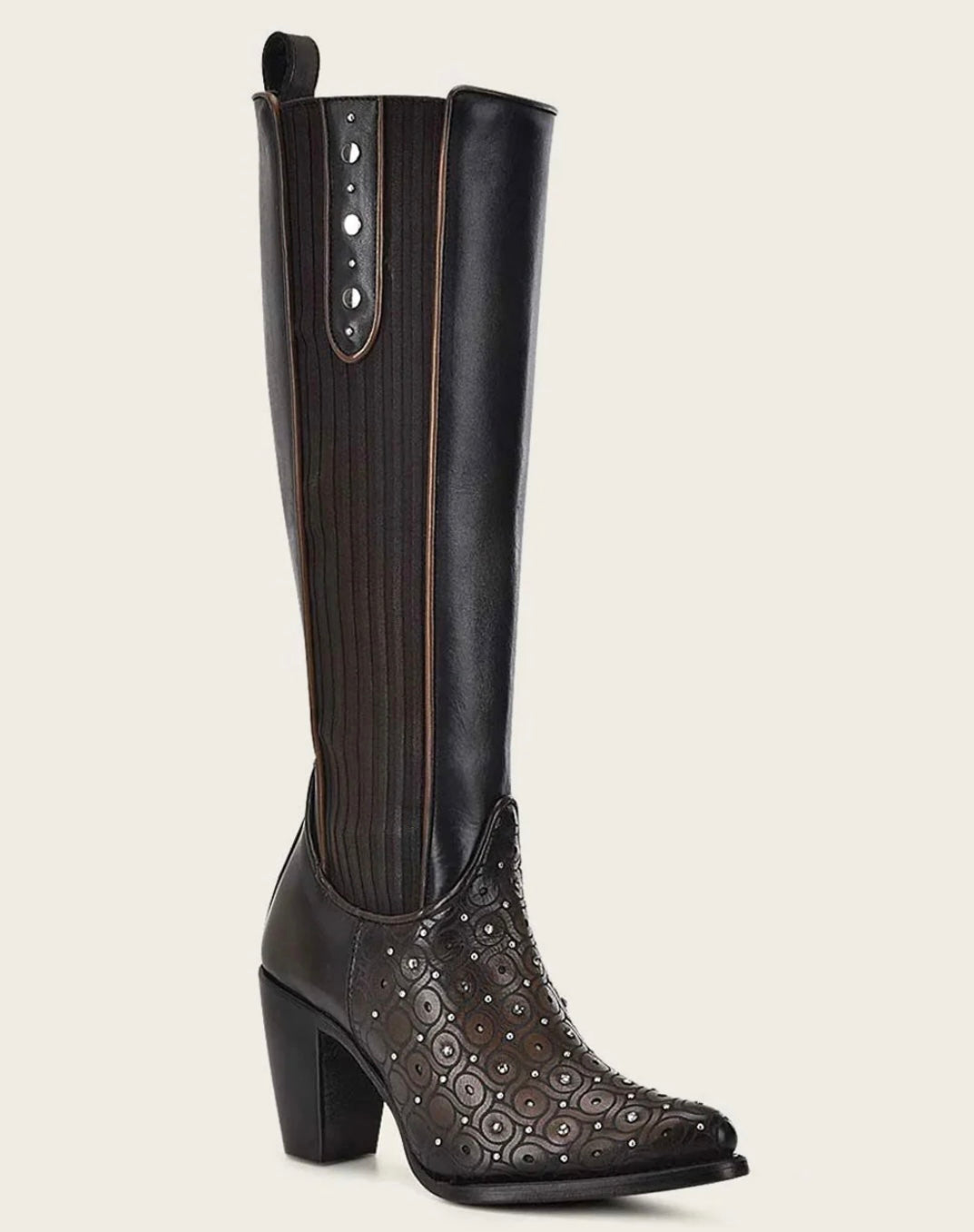 TALL DARK BROWN BOOT WITH CRYSTALS CU759