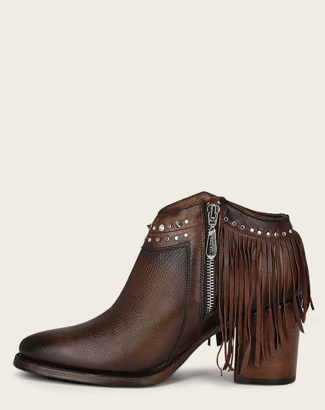 WESTERN BROWN BOOTIE WITH FRINGES CU813