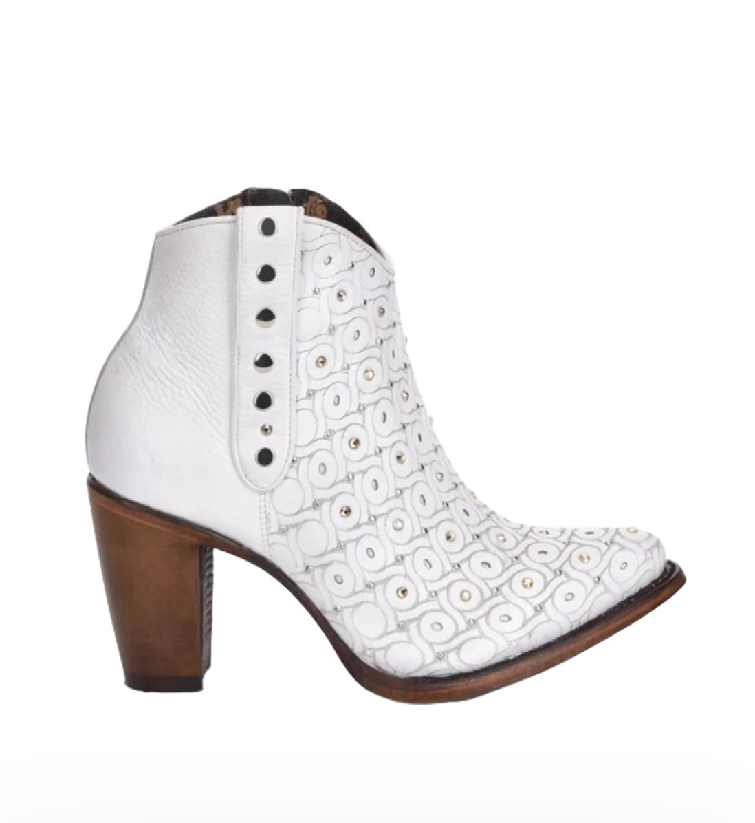 CUADRA LADIES CRYSTALIZED HANDWOVEN WHITE BOOTIE CU482