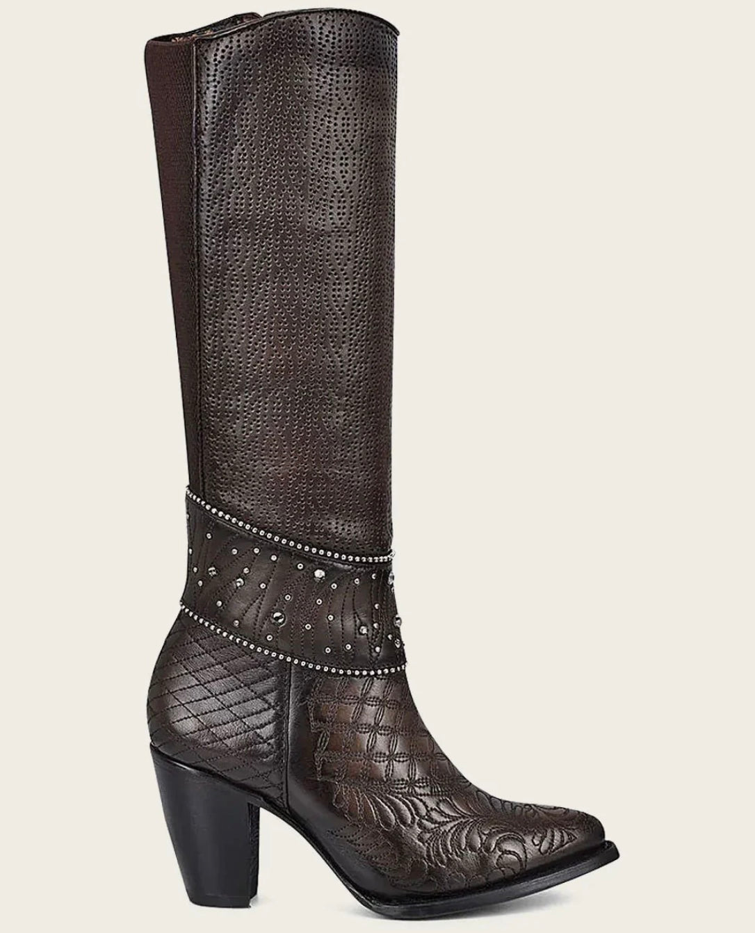 TALL BROWN BOOT WITH CRYSTALS CU584