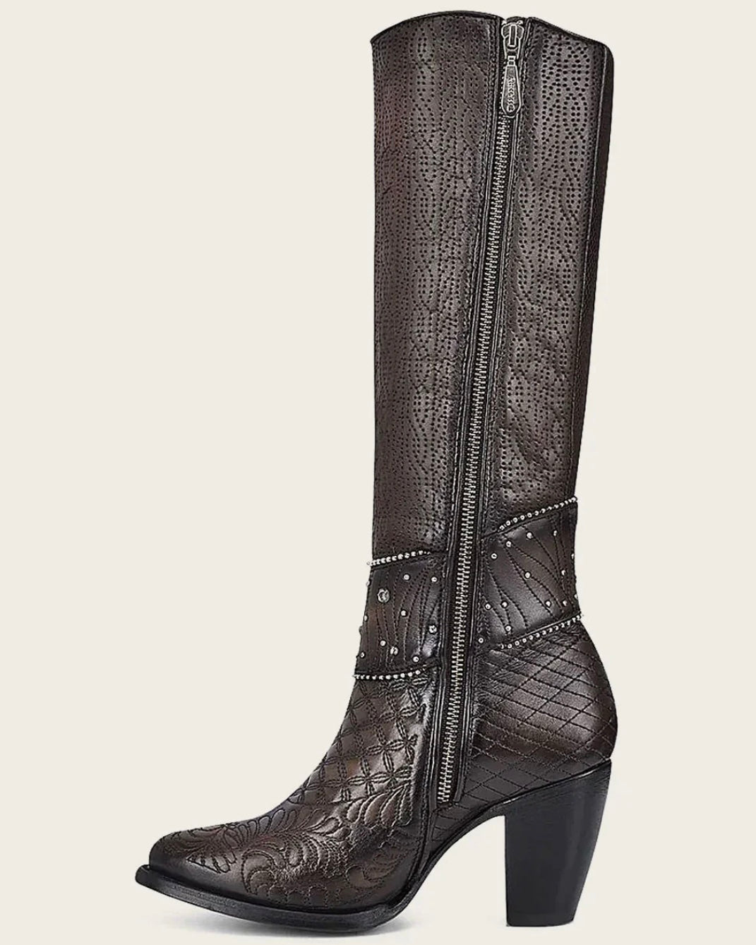 TALL BROWN BOOT WITH CRYSTALS CU584