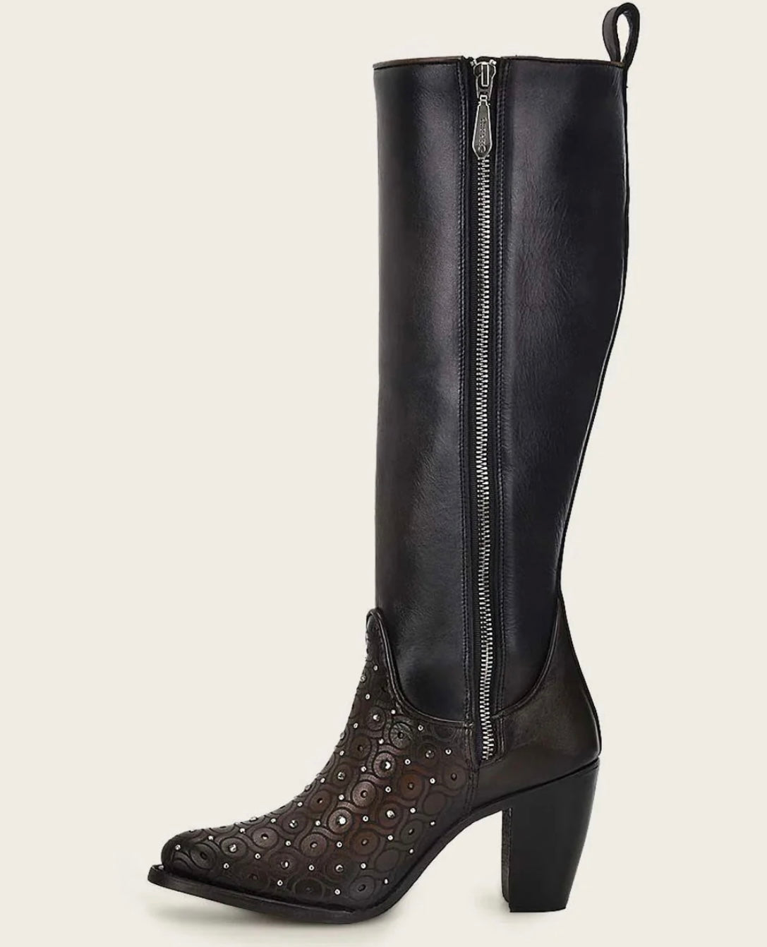 TALL DARK BROWN BOOT WITH CRYSTALS CU759
