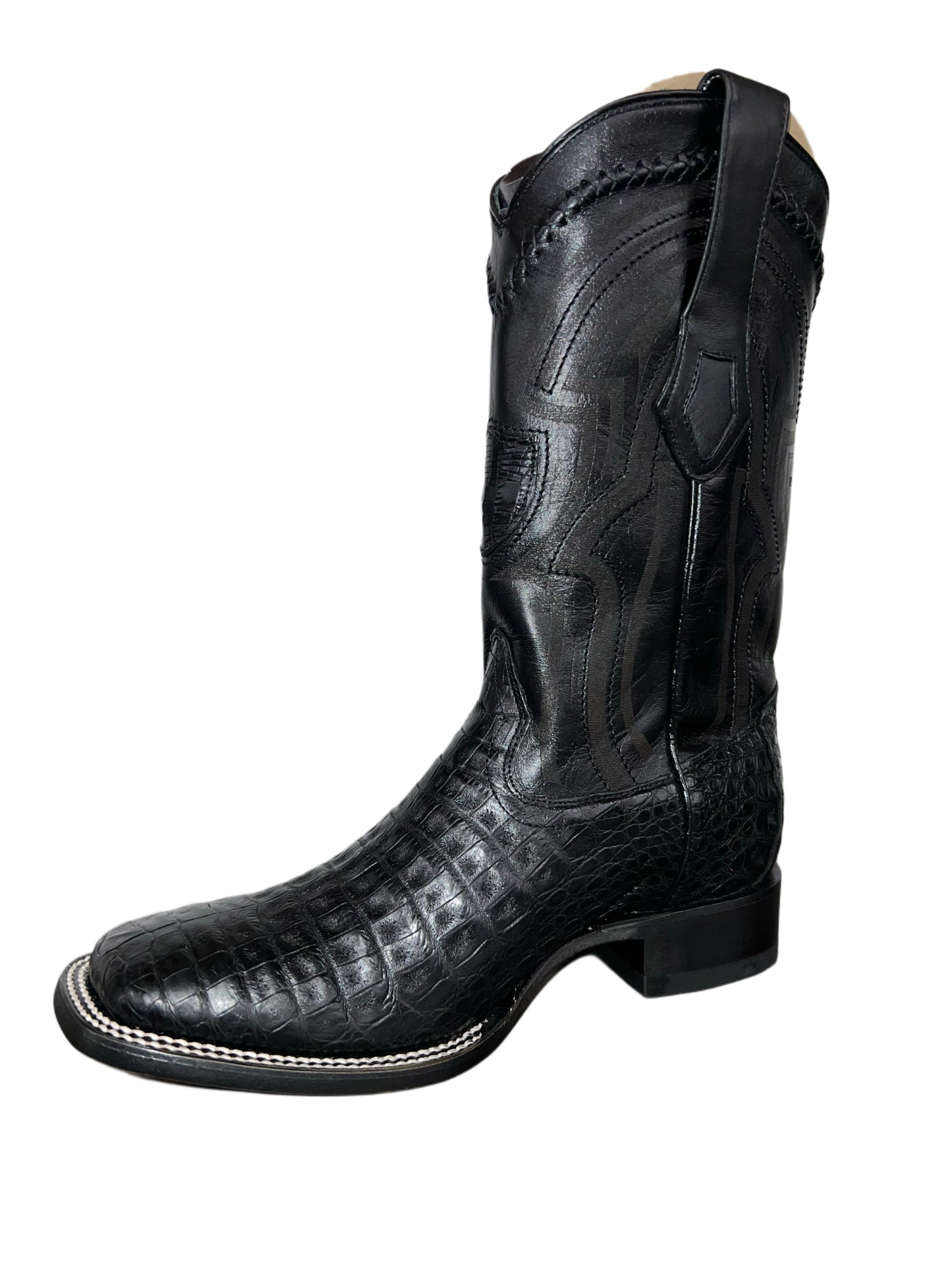 WILD WEST BOOTS CAIMAN BELLY NEGRO SQ TOE