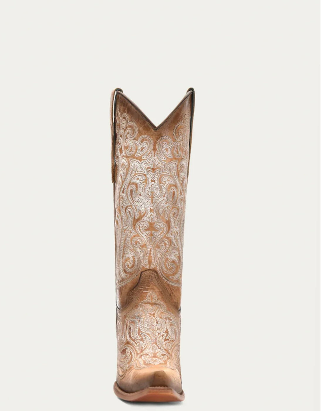 C4144 - WOMEN'S BLUE LUMINESCENT EMBROIDERY CRACKLED STRAW SNIP TOE COWBOY BOOT