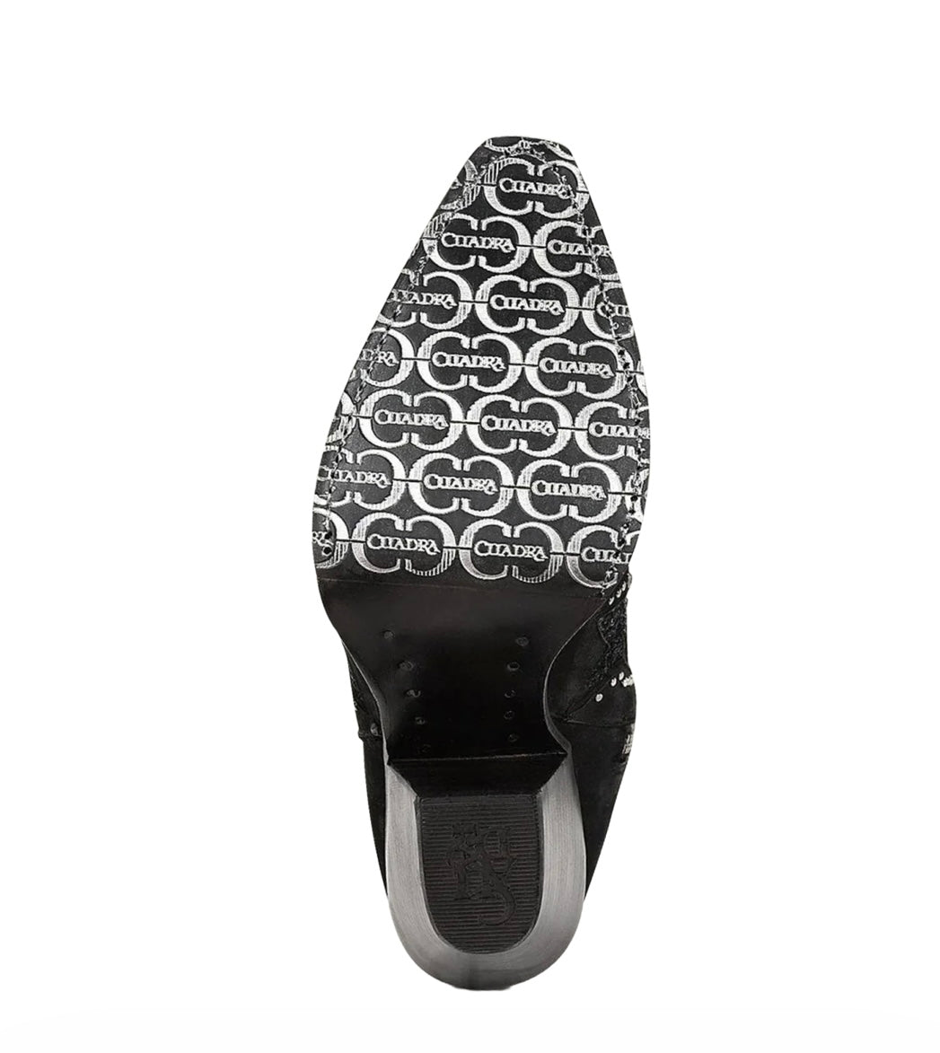 CUADRA LADIES STINGRAY ZIPPER & STUDS BLACK ROUND TOE BOOTIES CU760
