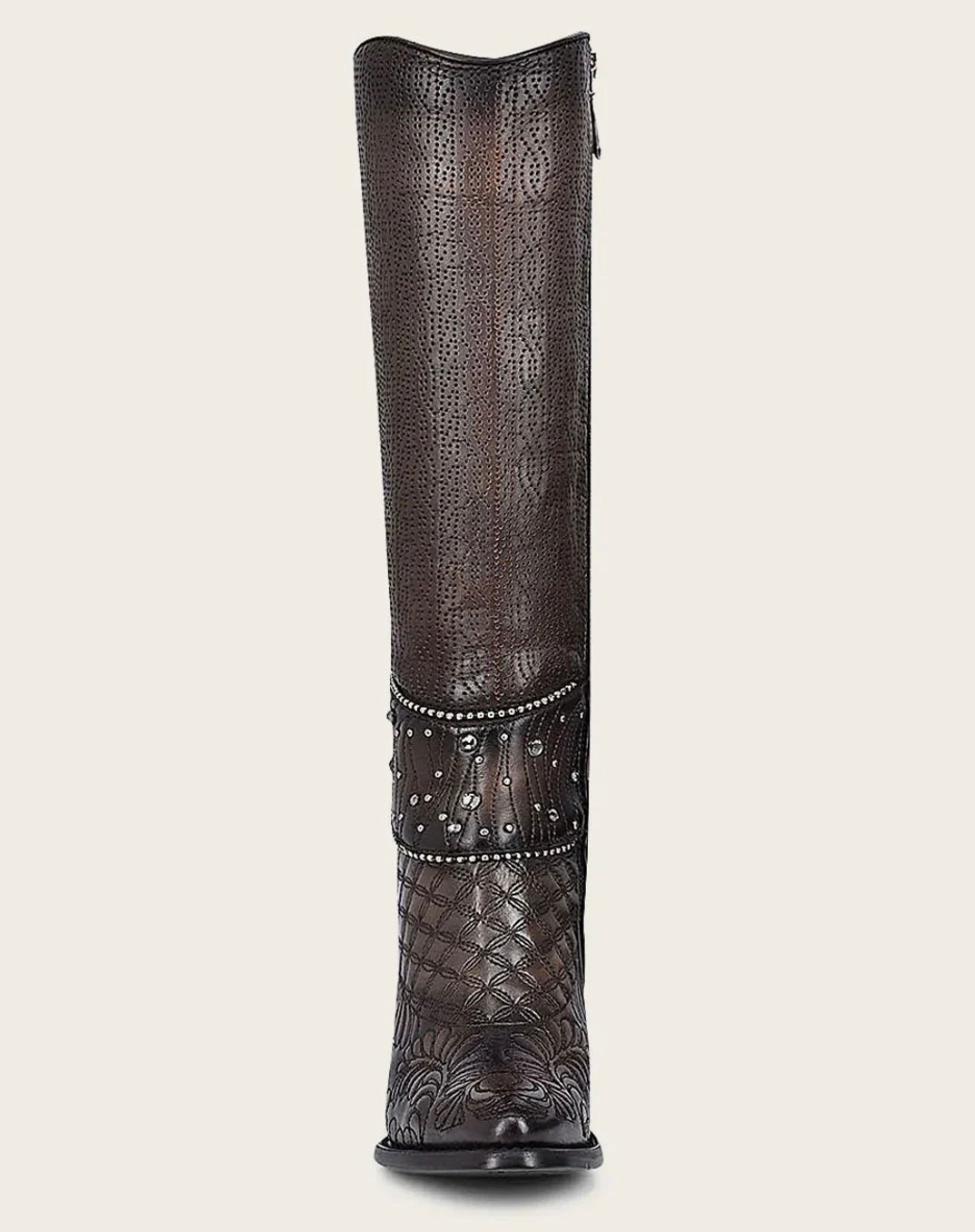 TALL BROWN BOOT WITH CRYSTALS CU584