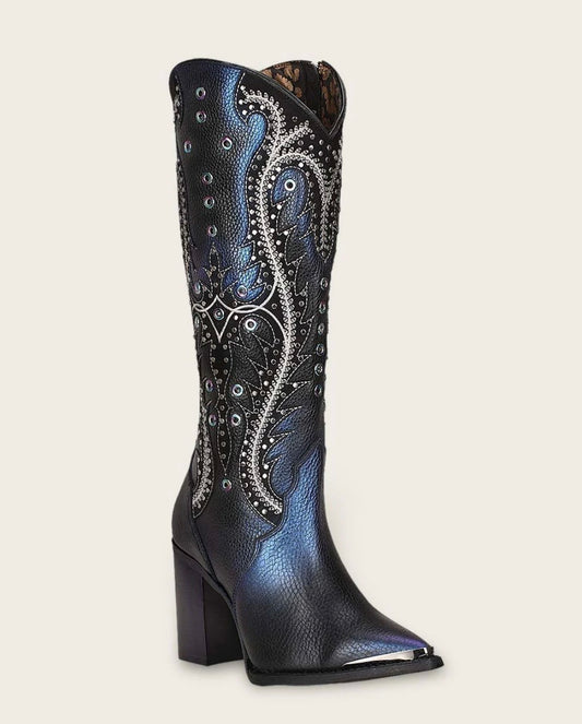 TALL WESTERN STYLE BLUED BOOT CU727