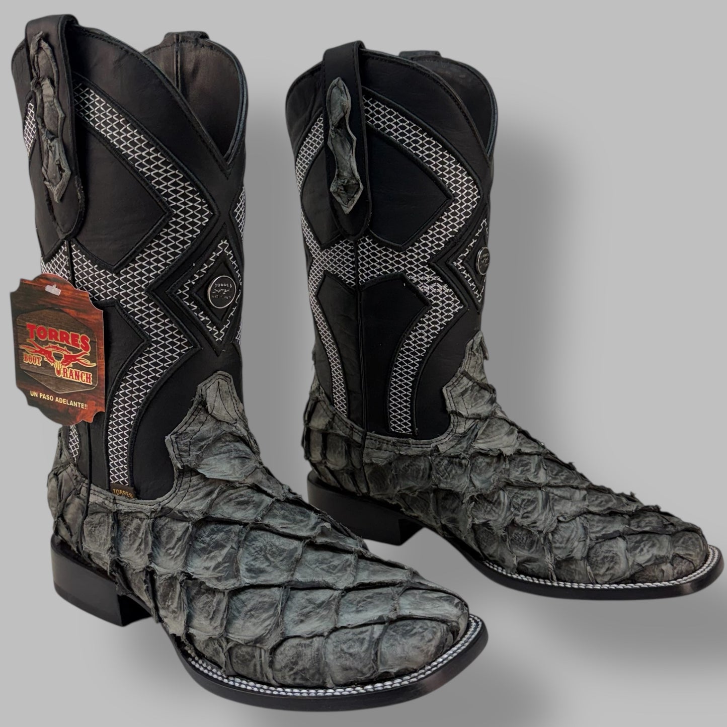 PIRARUCU GRAPHITE MATTE SQUARE TOE COWBOY BOOT