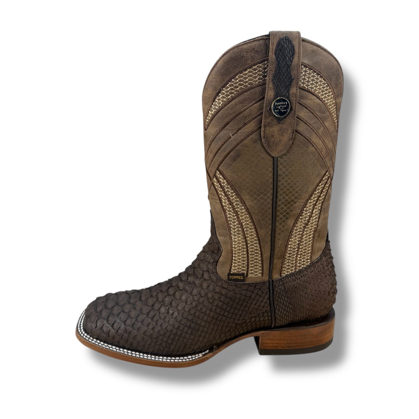 PYTHON CAFE MATTE SQUARE TOE COWBOY BOOT