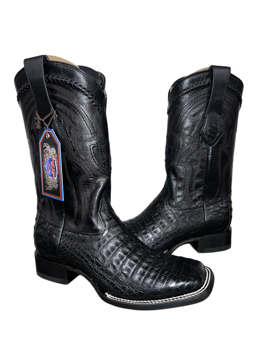 WILD WEST BOOTS CAIMAN BELLY NEGRO SQ TOE