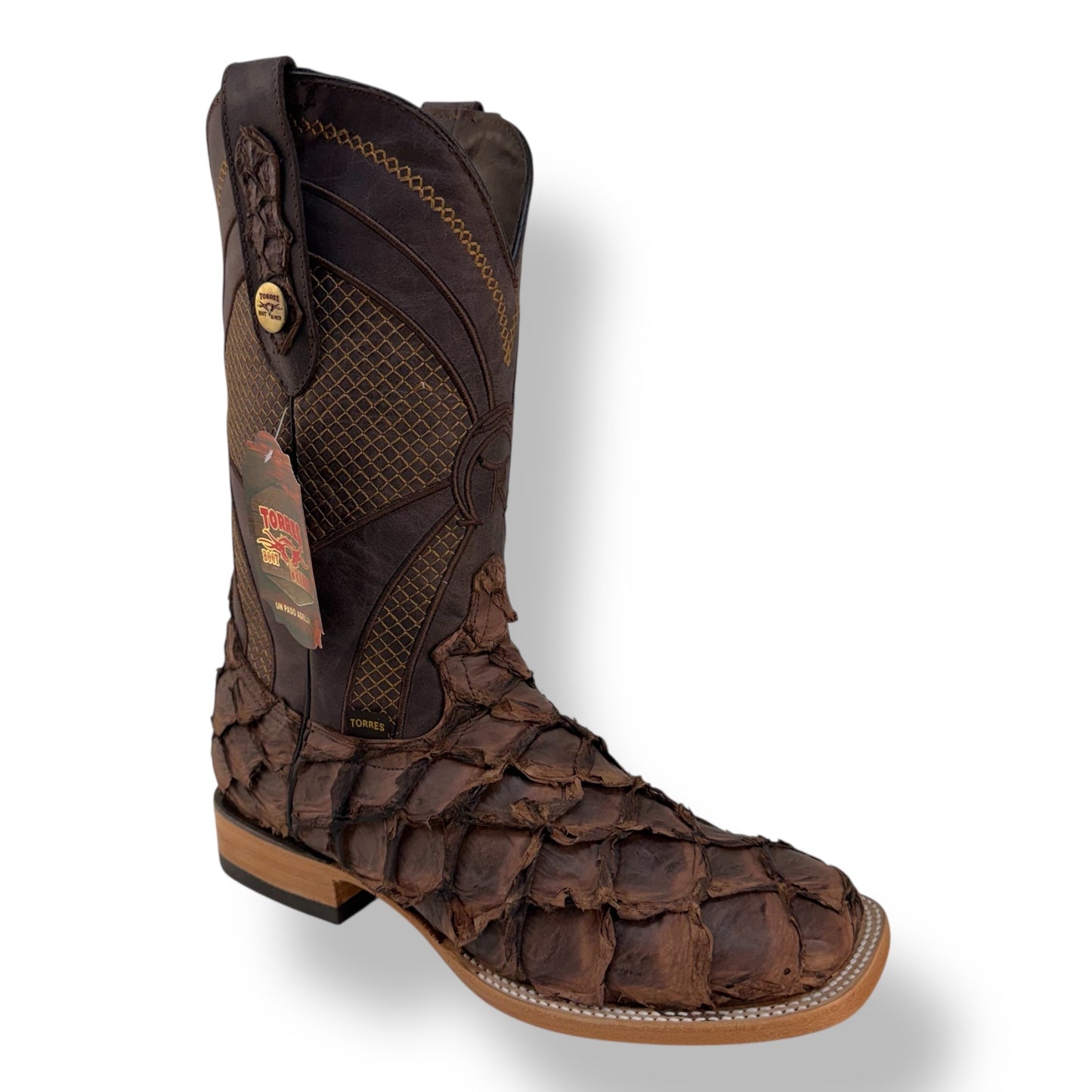PIRARUCU CAFÉ MATTE SQUARE TOE COWBOY BOOT