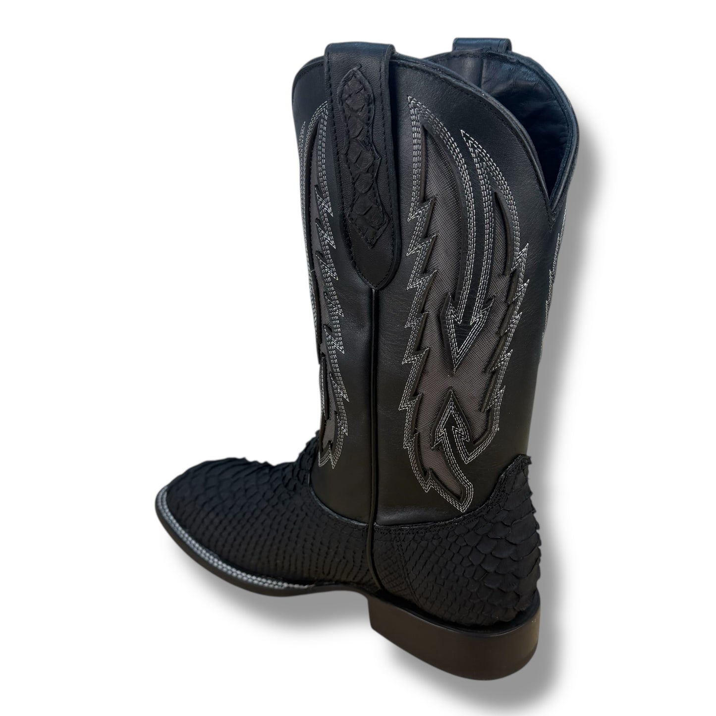 TORRES BOOT RANCH – PITON NEGRO MATTE GENUINE EXOTIC LEATHER COWBOY BOOT