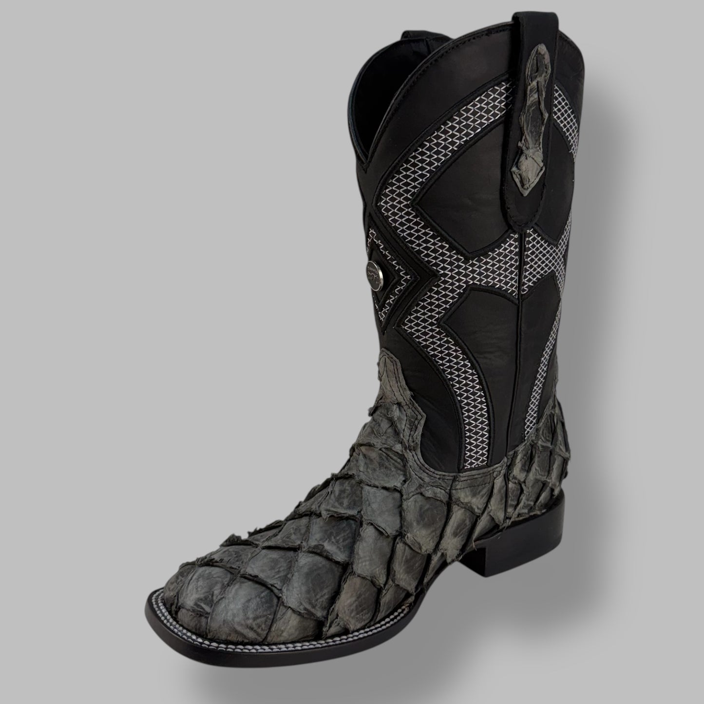 PIRARUCU GRAPHITE MATTE SQUARE TOE COWBOY BOOT