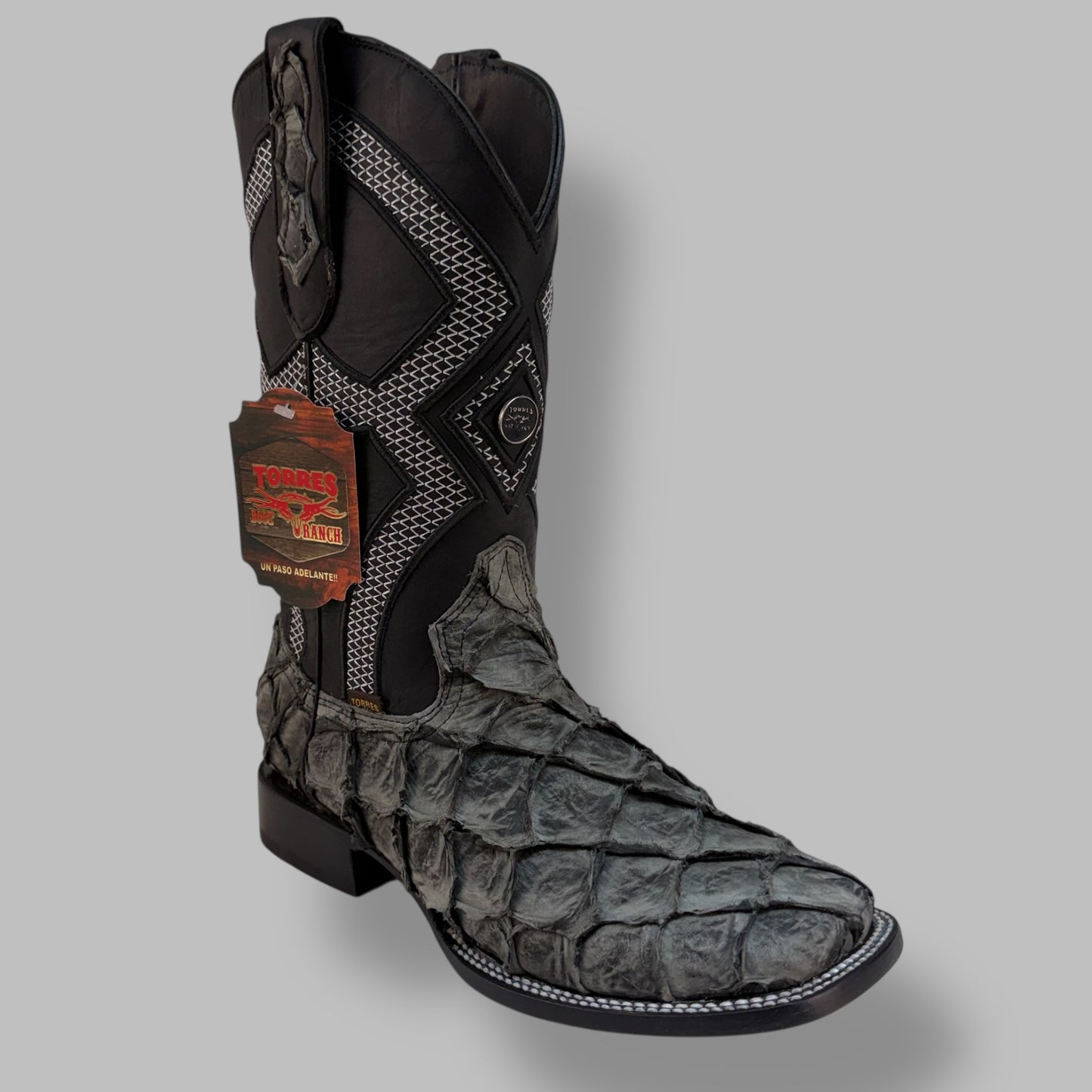 PIRARUCU GRAPHITE MATTE SQUARE TOE COWBOY BOOT