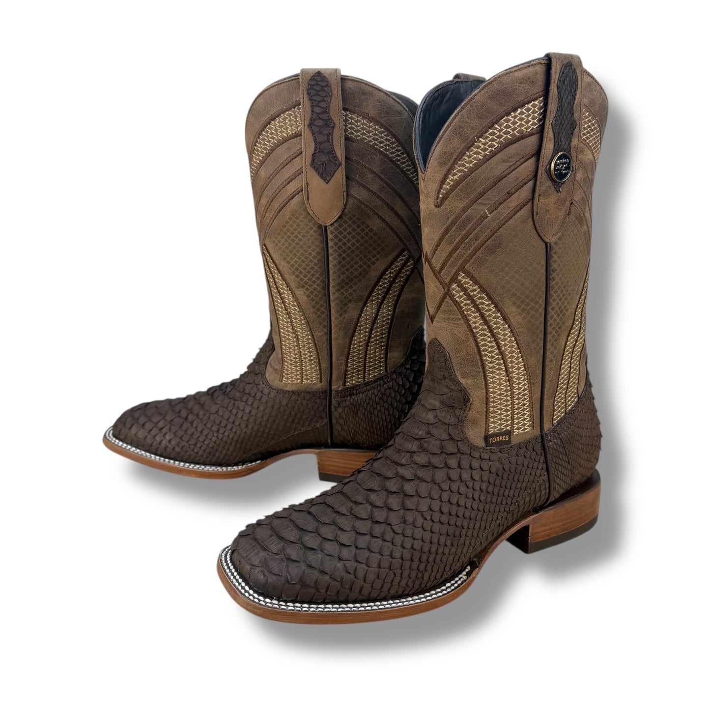 PYTHON CAFE MATTE SQUARE TOE COWBOY BOOT