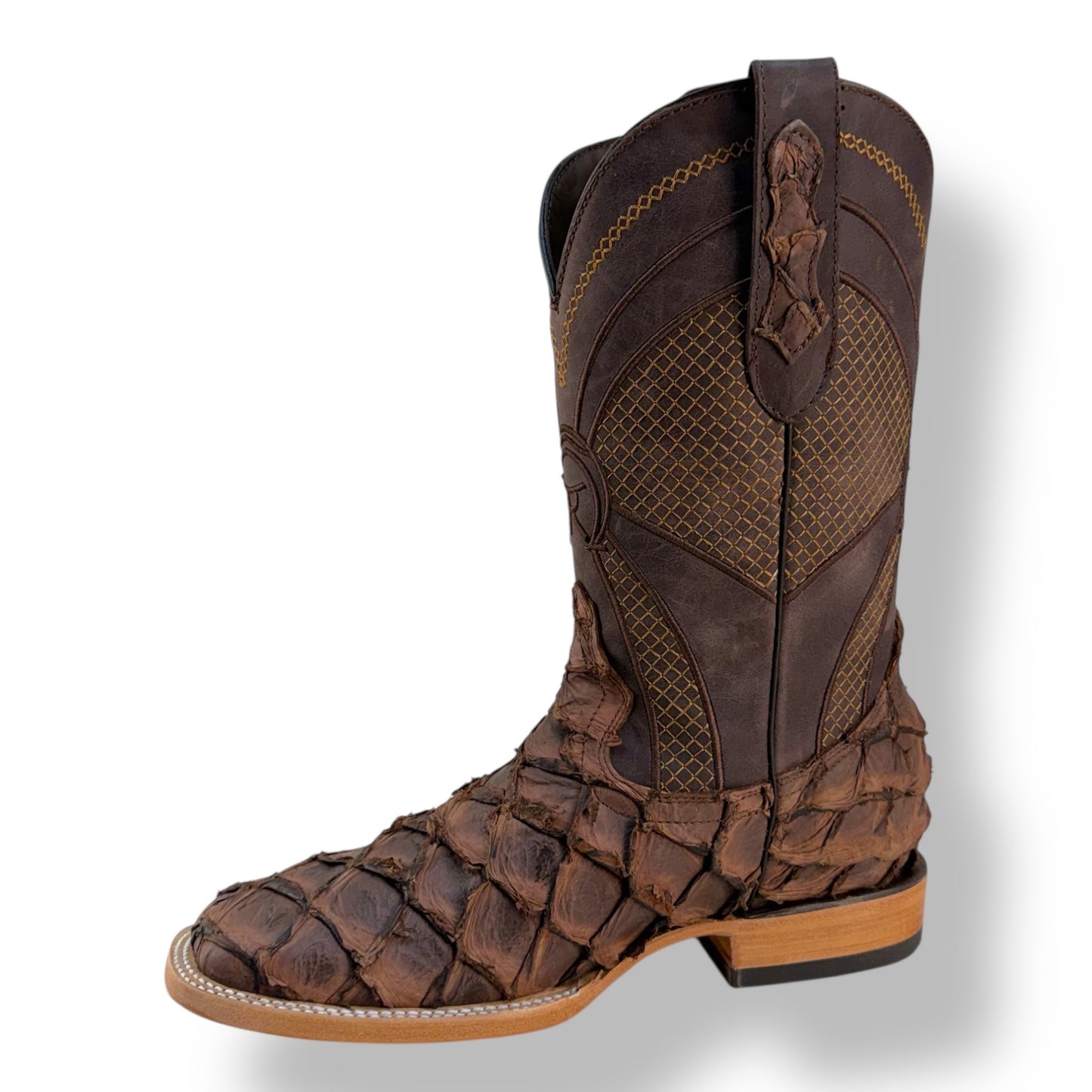 PIRARUCU CAFÉ MATTE SQUARE TOE COWBOY BOOT