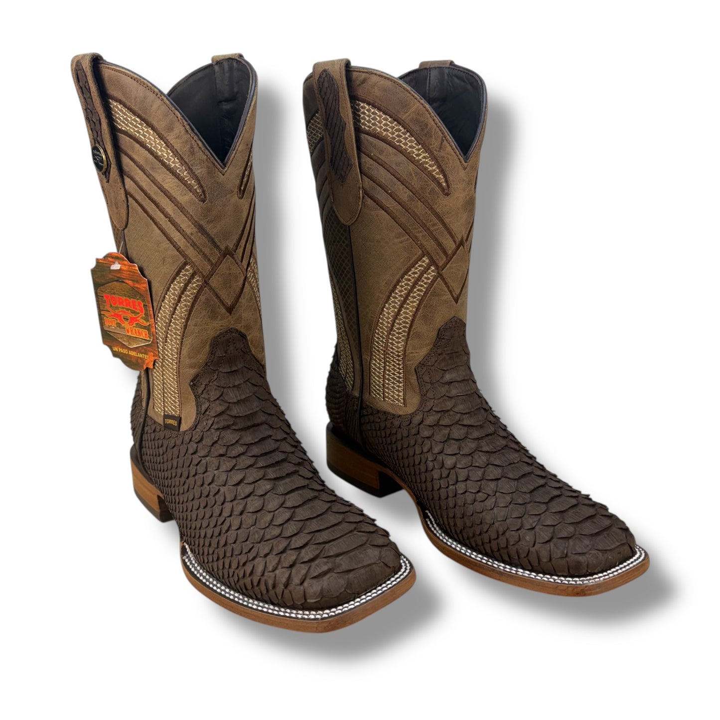 PYTHON CAFE MATTE SQUARE TOE COWBOY BOOT