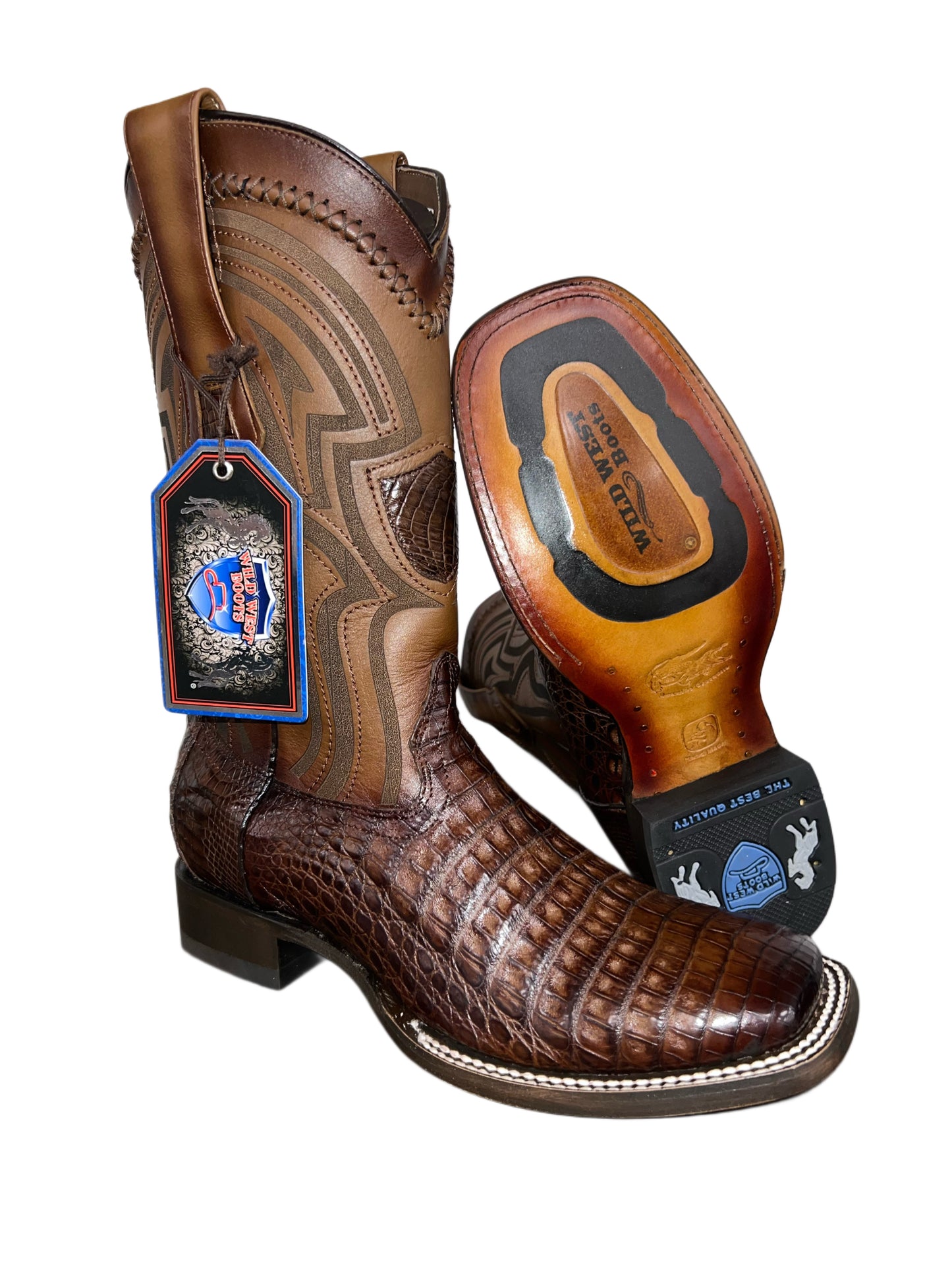 WILD WEST BOOTS CAIMAN CAFÉ SQ TOE