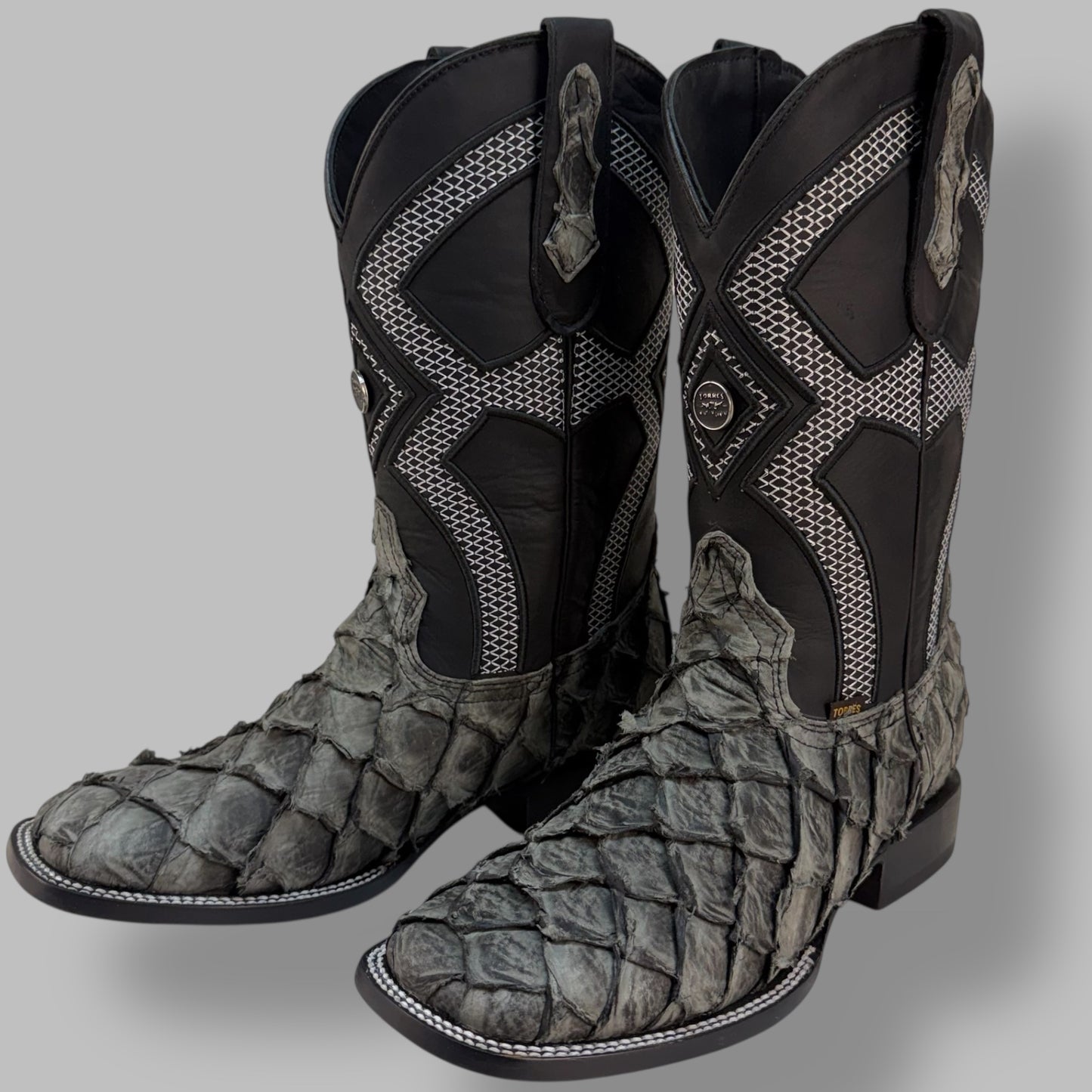 PIRARUCU GRAPHITE MATTE SQUARE TOE COWBOY BOOT