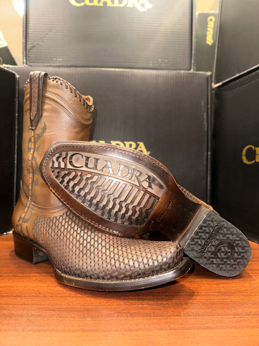 Cuadra Men's Denver Brown Laser & Woven Narrow Square Toe Boots CU817