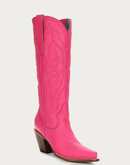 Z5157 - WOMEN'S EMBROIDERY FUCHSIA TALL TOP SNIP TOE COWBOY BOOT
