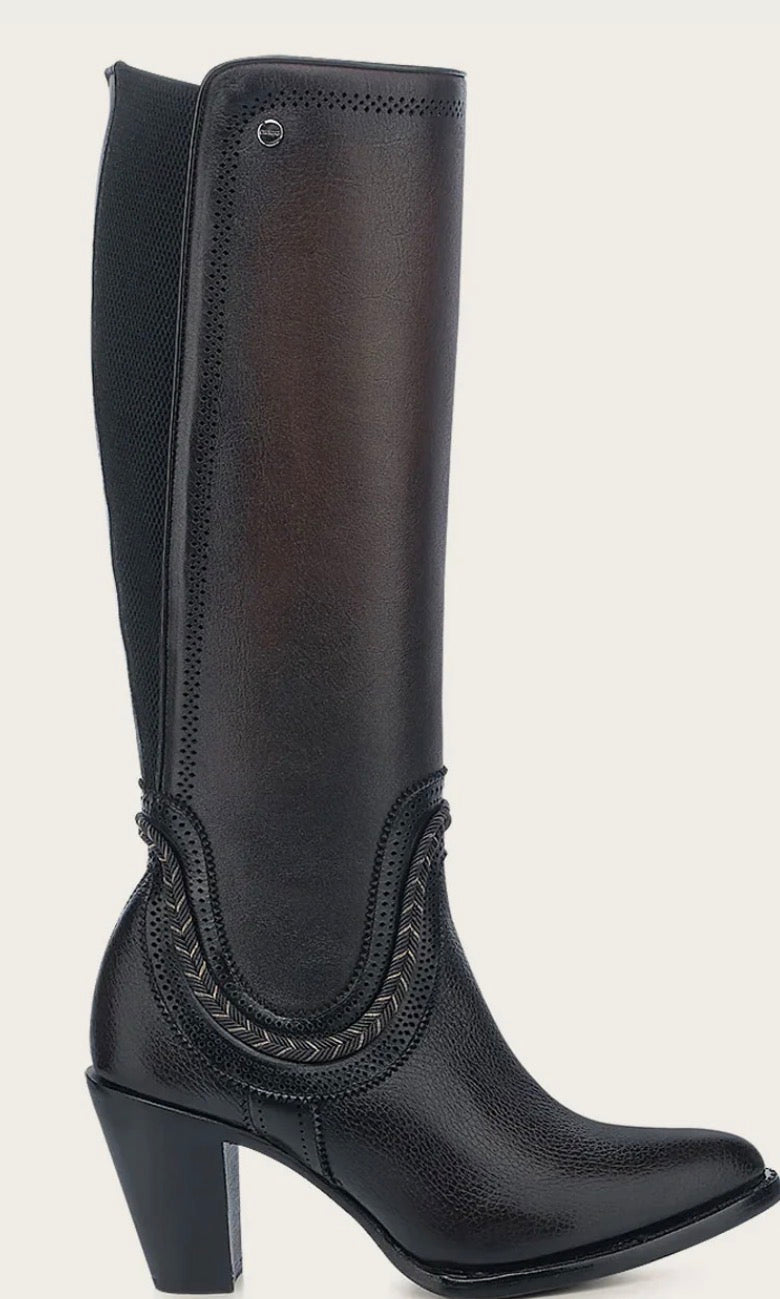 TALL ELEGANT BROWN BOVINE BOOT