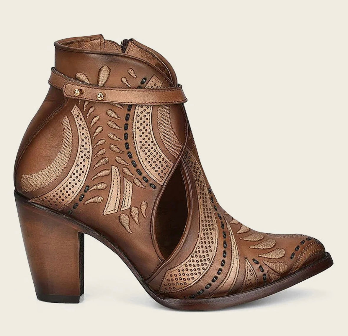 CUADRA WOMEN’S EMBROIDERED MAPLE LEATHER BOOTIE
